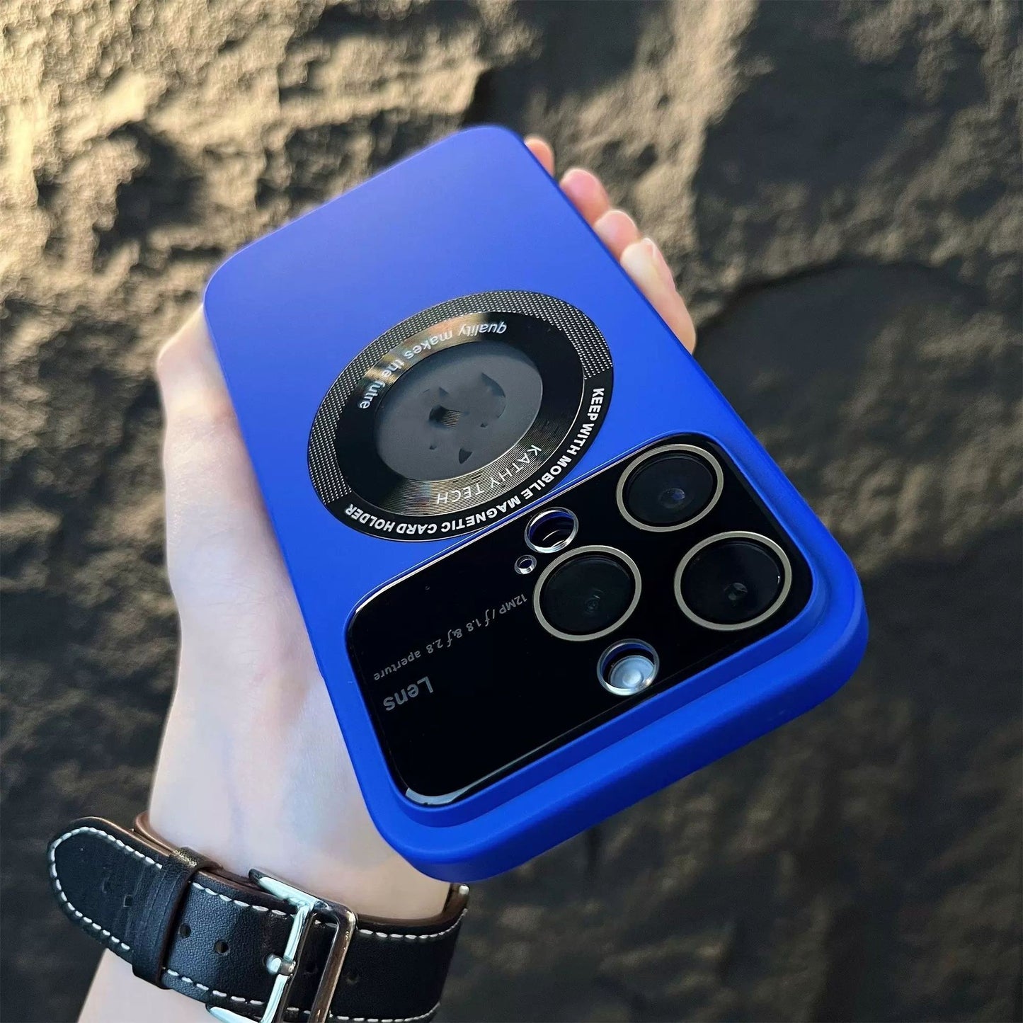 Funda de teléfono con protector de ventana grande de succión magnética