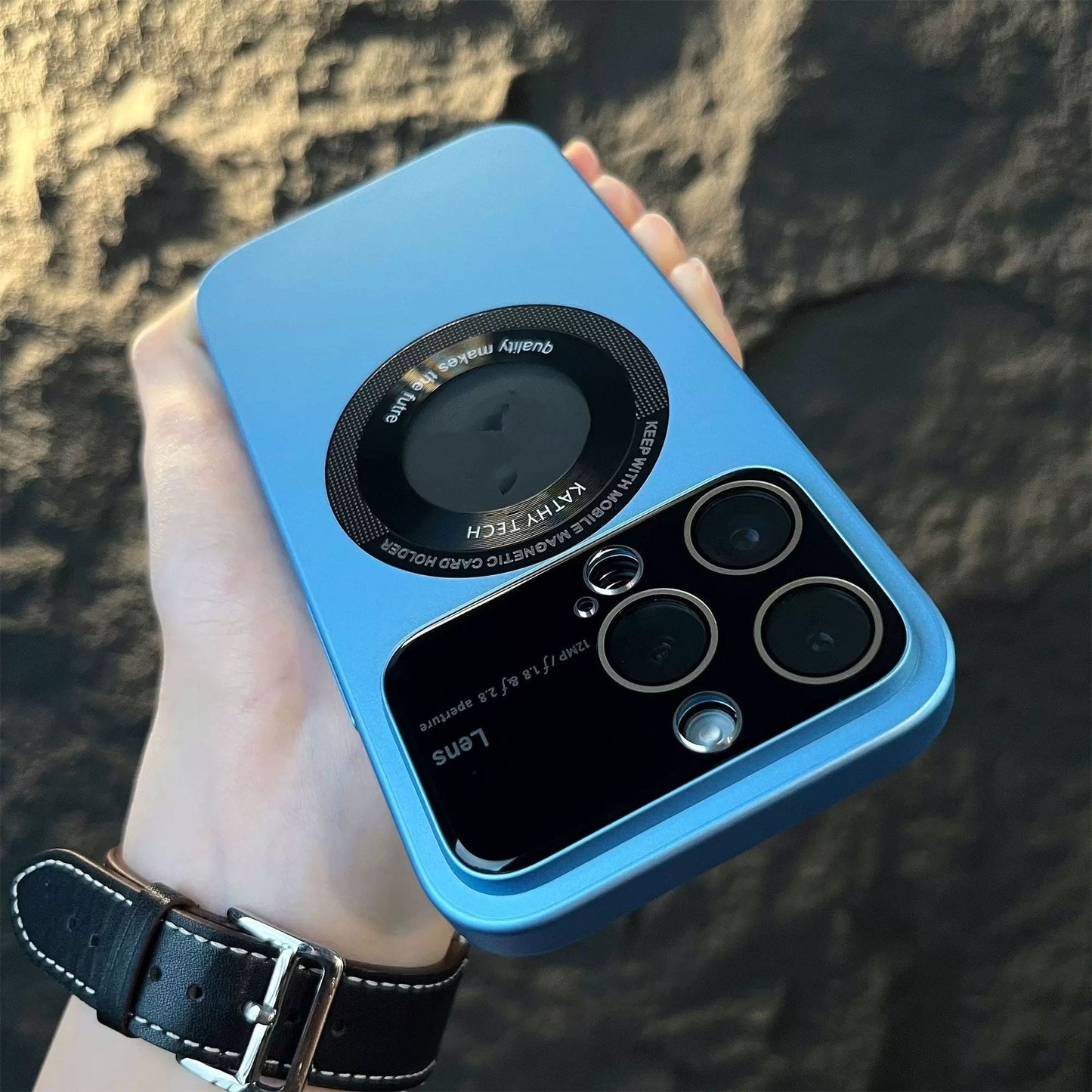 Funda de teléfono con protector de ventana grande de succión magnética