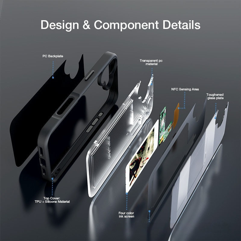 DIY Cuatro Colores Ai E-ink Screen NFC Projection Screen Phone Case Glass