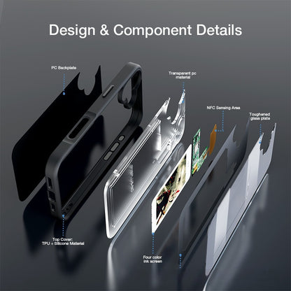 DIY Cuatro Colores Ai E-ink Screen NFC Projection Screen Phone Case Glass